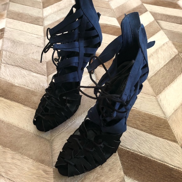 Zara blue and black suede heels size 10 - Picture 8 of 14